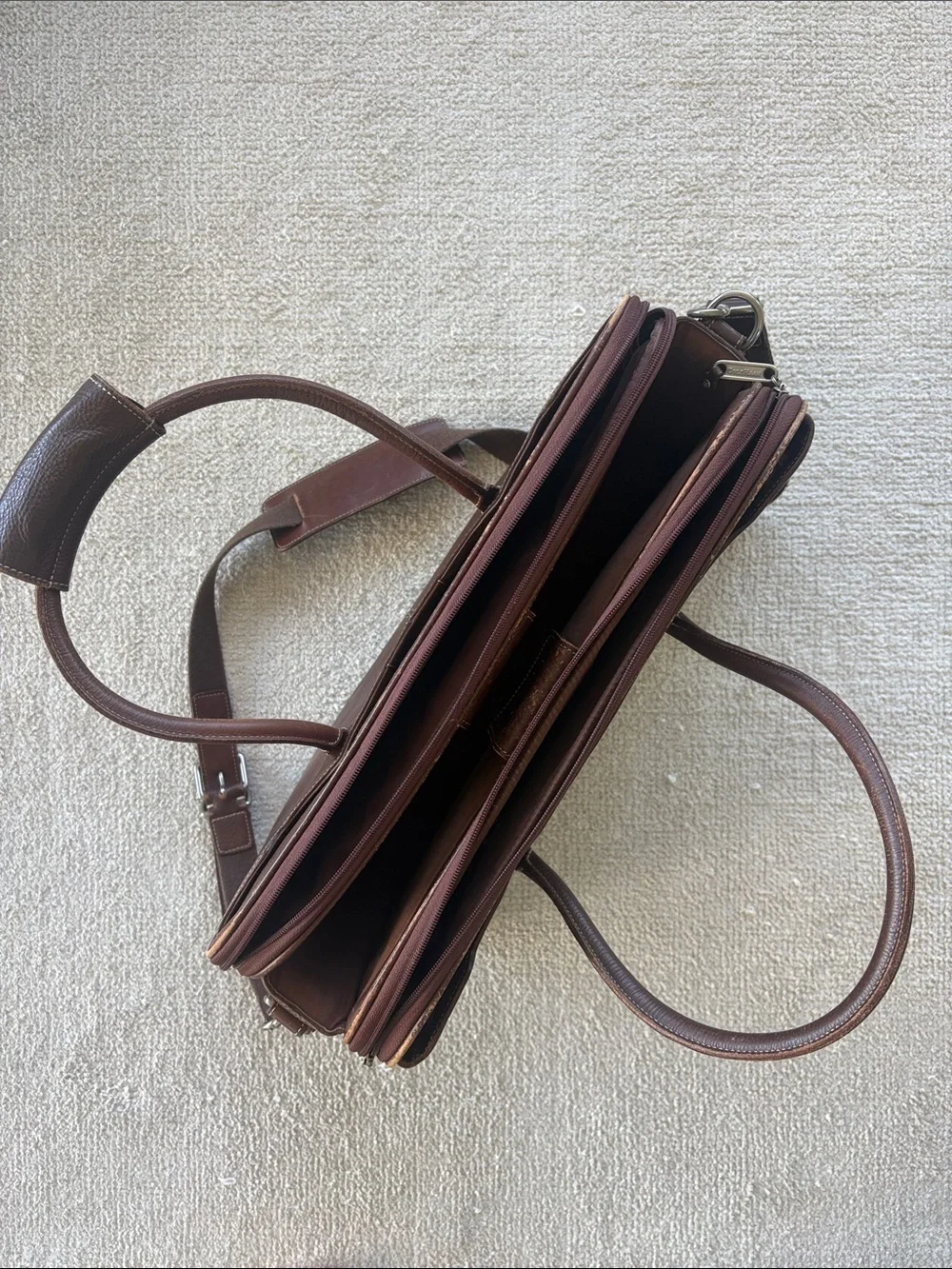 Vintage Cole Haan Brown Leather Briefcase with Shoulder Strap